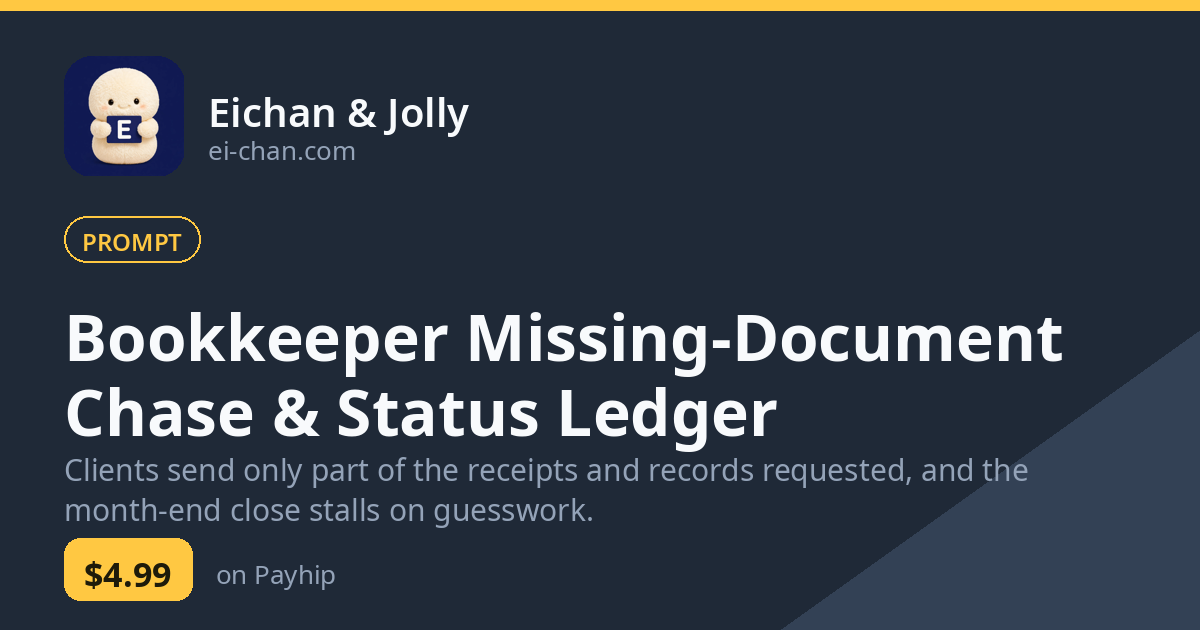 Bookkeeper Missing-Document Chase & Status Ledger