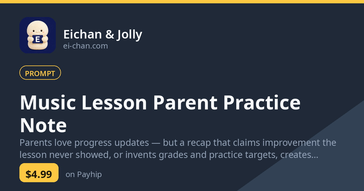 Music Lesson Parent Practice Note