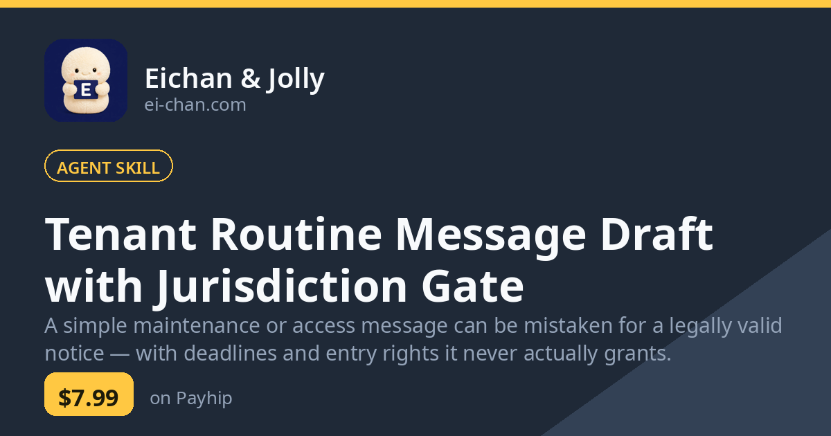 Tenant Routine Message Draft with Jurisdiction Gate